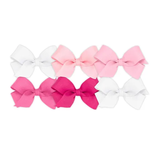 Miniatura 12 de Wee Ones Juego de 6 piezas de lazos para niña, paquete variado de grosgrain sólido en una pinza de pelo antideslizante WeeStay, mediano, azul, azul