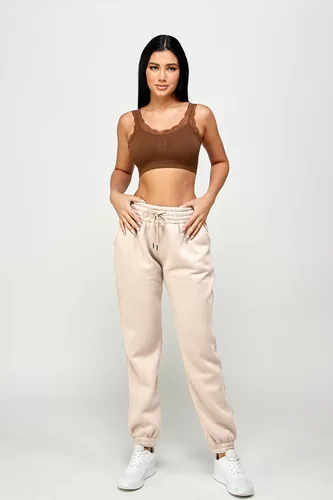 Miniatura 28 de IUUI Pantalones deportivos de cintura alta para mujer, con bolsillos, de algodón, holgados, atléticos