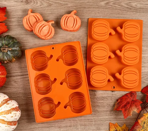 Miniatura 3 de Moldes de calabaza de Webake, moldes de silicona para pastel de calabaza, molde de calabaza de 6 cavidades para hornear cupcake de chocolate