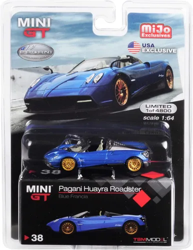 Pagani Huayra Roadster Blue Francia U.S.A. Edición limitada exclusiva a 4,800 piezas en todo el mundo 1/64 de True Scale Miniatures MGT00038