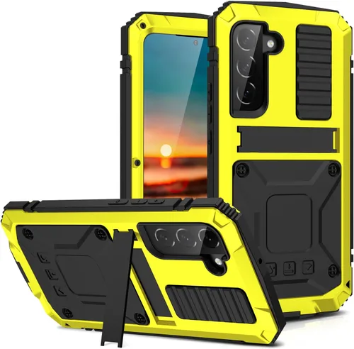 Miniatura 20 de Simicoo Samsung S22 - Funda de metal con protector de pantalla y protector de cámara, resistente a los golpes, con soporte, cubierta completa