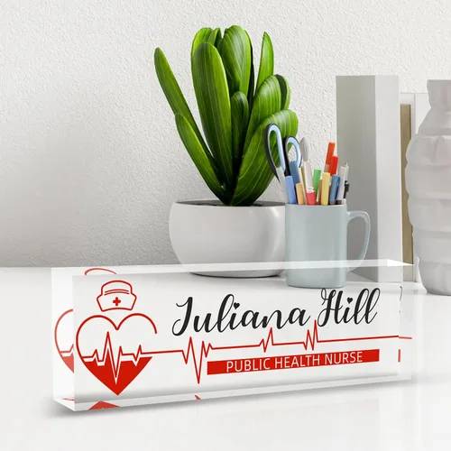 Miniatura 5 de Placa de Nombre Personalizada para Escritorio, Decoración de Oficina para Enfermeras para Mujeres y Hombres, Regalos de Apreciación para Empleados