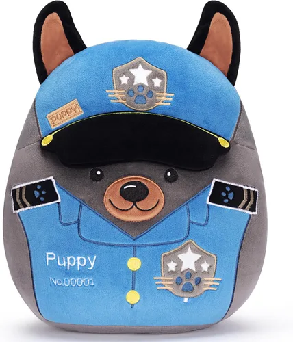 Almohada original de 13 pulgadas para perro de policía, juguete de peluche de animal de peluche, tamaño grande, suave, lindo, adorable peluche,
