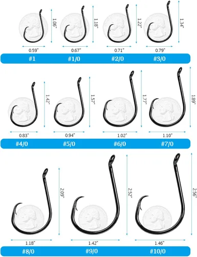 Miniatura 7 de AMYSPORTS Anzuelo de pesca de lubina para trucha, acero salado, anzuelo de pesca fuerte, cebo de pulpo, gancho circular de agua dulce afilado