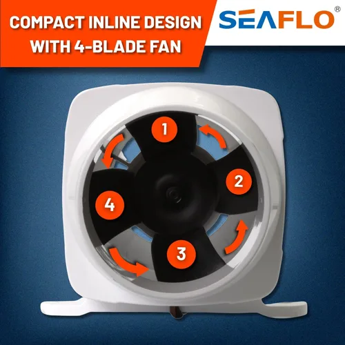 Miniatura 6 de SEAFLO in-Line Marine Bilge Air Blowers- 12V, 3 or 4", 130-270 CFM Ultra-Quiet Operation 4 or 3 Inch for Yacht/Sailboat/Boat- ISO 8846, CE & RoHs