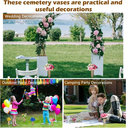 Miniatura 4 de 12 jarrones de cementerio con picos de plástico conmemorativo floral para tumba, jarrones con estacas para césped, lápidas, decoración junto a