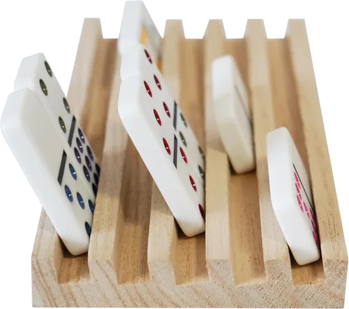 Miniatura 2 de DNB - Bandejas de madera para dominó, juego de 8 soportes, 5 ranuras por soporte, dominó no incluido