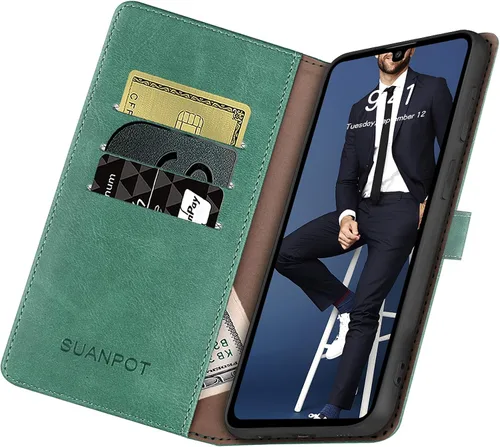 Miniatura 4 de SUANPOT Funda de piel tipo cartera para Samsung Galaxy A32 5G con bloqueo RFID, soporte para tarjetas de crédito, funda de teléfono con tapa