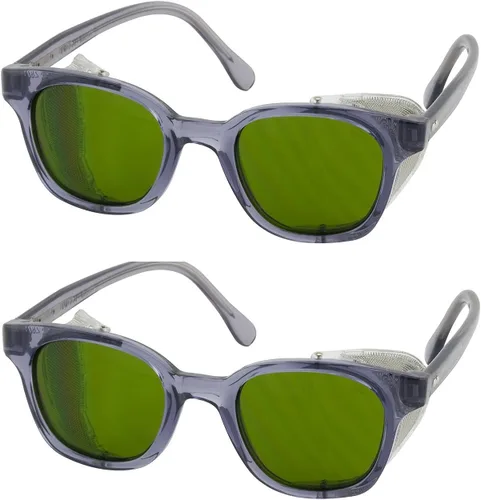 Paquete de 2 lentes tradicionales Bouton 249-5907-207 5900 con marco completo de propionato de humo y lente antiarañazos IR Shade 3.0, sombra IR.