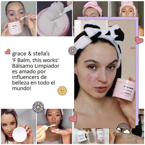 Miniatura 5 de grace & stella Bálsamo limpiador removedor de maquillaje - Limpiador facial hidratante con vitamina E para una piel suave y nutrida - Derrite