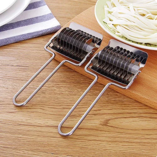 Miniatura 7 de Cortador de fideos para pasta, máquina manual de espaguetis de pasta de acero inoxidable, cortador de masa para fideos caseros, rodillo de celosía