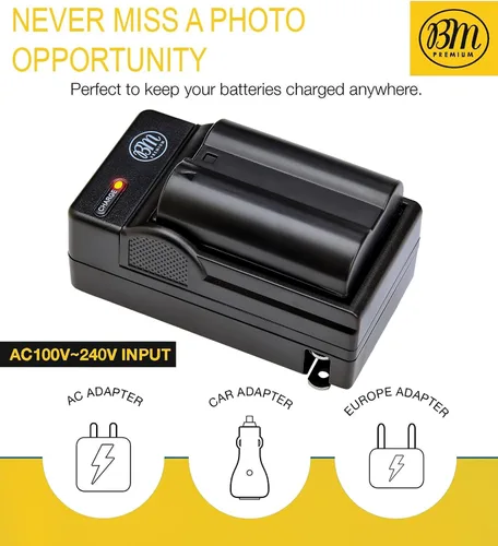 Miniatura 3 de BM Premium Paquete de 2 baterías EN-EL15C de alta capacidad y cargador para Nikon Zf, ZR, Z5, Z5 II, Z6, Z6 II, Z6 III, Z7, Z7II, Z8, D500 D600 D750
