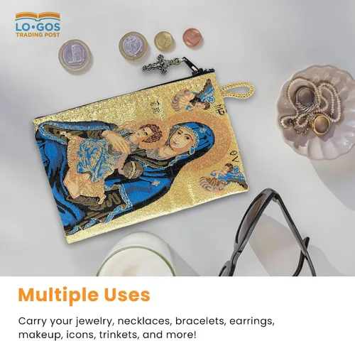Miniatura 78 de Bolsa de rosario católico, estuche de rosario de bautismo para niños con números 6:24-26, versículo de la Biblia, 4 x 6 pulgadas, joyería y monedero