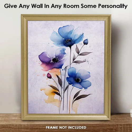 Miniatura 2 de Vintage Wild Blue Flowers Botanical Wall Art - Give Your Home A Touch of Elegance With Plant Pictures Wall Art, Unframed Set of 3, 8x10 Botanical