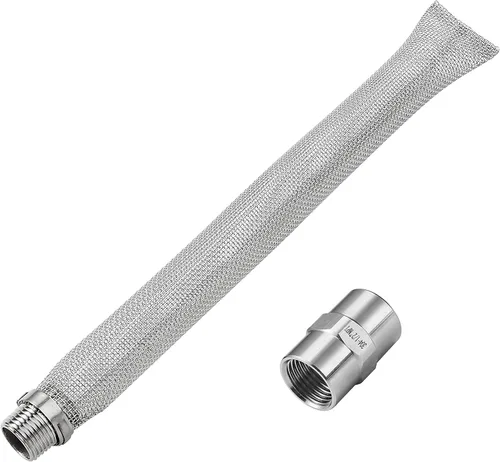 Pantalla de ebullición de pantalla Bazooka de 12 pulgadas (1/2 pulgada NPT) con accesorio de tubería (1/2 x 1/2 pulgada NPT hembra), tubo de filtro