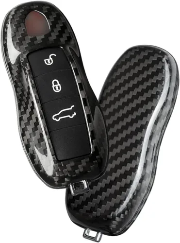 Miniatura 4 de Funda para llavero de fibra de carbono auténtica y genuina 100% pura, ajuste deportivo para Porsche Boxster Turbo Cayenne Panamera Macan Cayman 911