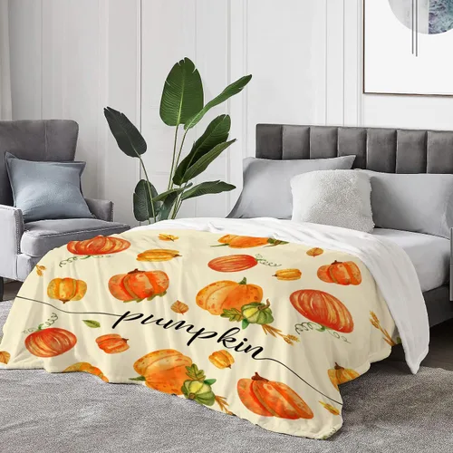 Miniatura 5 de YeeJu Manta decorativa de otoño, tamaño Queen, para Acción de Gracias, cosecha de otoño, lindas calabazas, para cama, sofá, grande, suave, Otoño-01