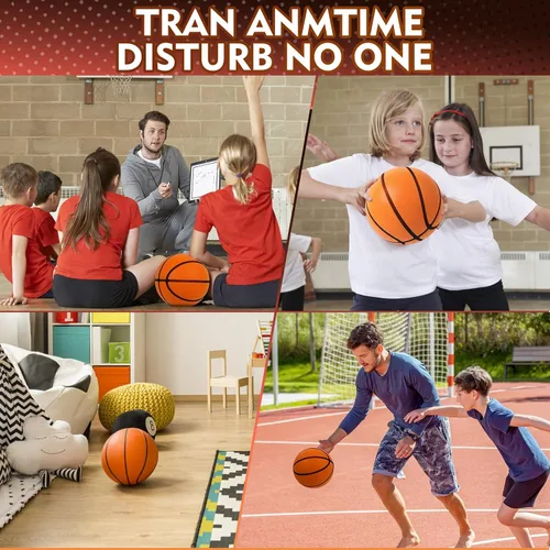 Miniatura 4 de Balón de baloncesto silencioso tamaño 3, bola de espuma sin ruido para entrenamiento en interiores, balón sin sonido con diseño ranurado de alto