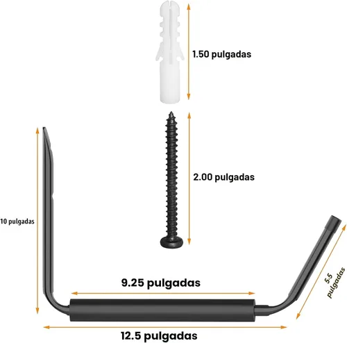 Miniatura 3 de WALMANN Estante de almacenamiento ligero para kayak, ganchos de kayak de montaje en pared para garaje, perchas de almacenamiento utilitario