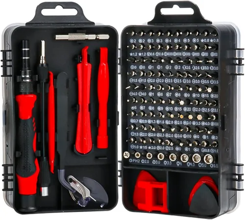 Miniatura 8 de Juego de destornilladores de precisión profesional 115 en 1, kit de herramientas de reparación de electrónica magnética con asas moradas, juego