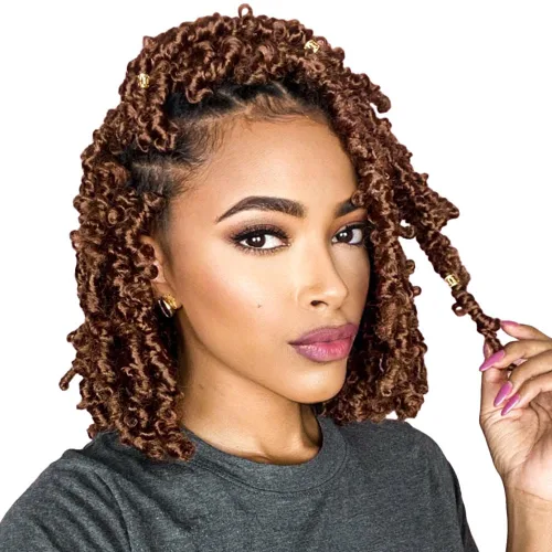 Miniatura 35 de Niseyo 6 paquetes de trenzas de ganchillo suaves de mariposa de 10 pulgadas, hechas a mano, preenlazadas, color negro oscuro, trenzas de mariposa