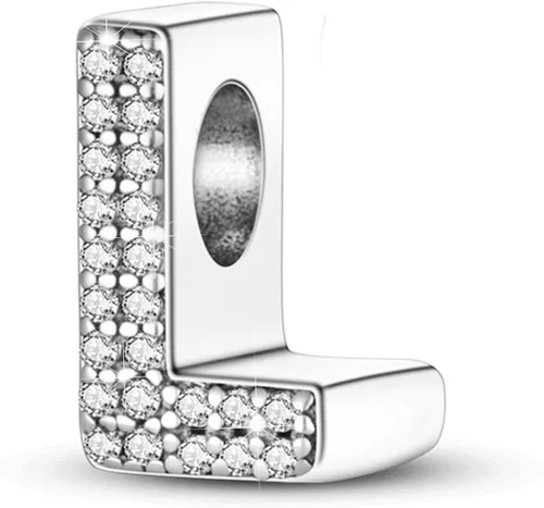 Miniatura 47 de PARCOM Dijes de letras compatibles con pulseras Pandora de plata esterlina S925 con iniciales para pulseras del alfabeto A-Z, cuentas de letras