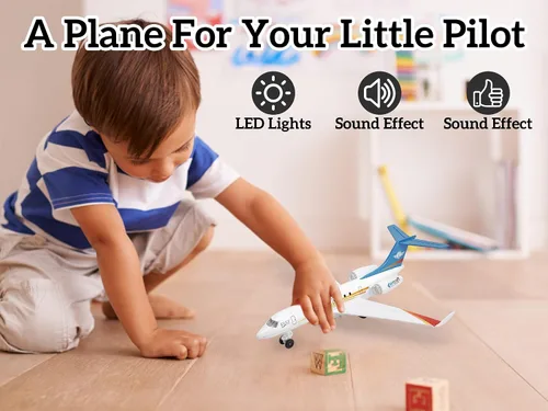 Miniatura 6 de Crelloci Avión de juguete Single Airlines fundido a presión modelo G650 de avión, aleación de metal, aviones con luces y sonidos para niños y niñas