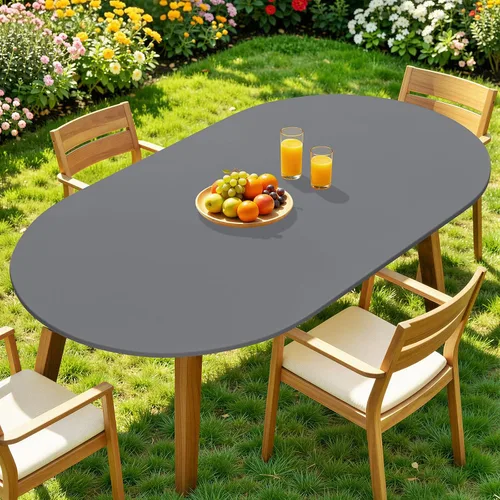 Miniatura 51 de Moosfor Mantel redondo de elastano, elástico ajustable impermeable para mesas de 18 a 24 pulgadas, mantel de picnic elástico lavable para Azul