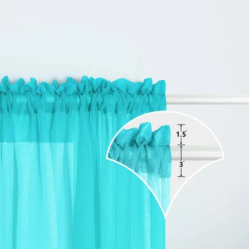 Miniatura 4 de Cortinas rosas y verdes para decoración de dormitorio de sirena, juego de 1 panel transparente, con bolsillo para barra, cortinas de sirena
