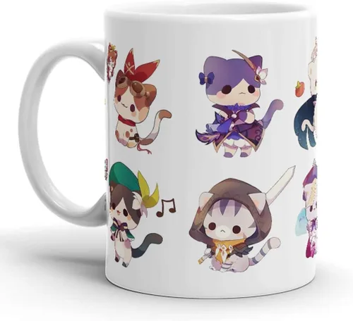 Tazas de café Genshin Tea Estético Cumpleaños Impacto Tazas Kitty Colección Viaje Cerámica 11 Oz O 15 Oz Taza de Café Regalos para Amigo, Familia,
