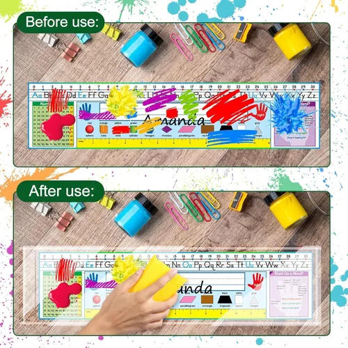 Miniatura 4 de Meetory 40 PCS Bolsillos Mejorados para Placa de Identificación, 18.5" x 4.9" Placas de Identificación de Escritorio Autoadhesivas con Bolsillo