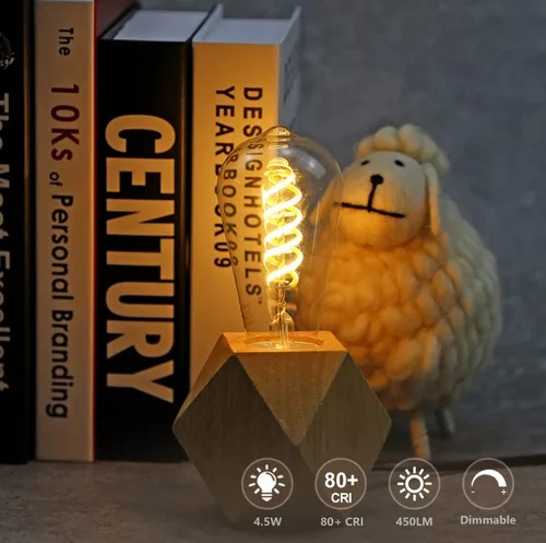 Miniatura 5 de ST19/ST58 Bombilla LED Edison vintage, 4.5 W, blanco cálido 2500 K, bombilla de filamento LED espiral flexible de vidrio ámbar, 450 lm, regulable