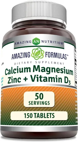 Miniatura 4 de Amazing Formulas - Suplemento de calcio, magnesio, zinc y vitamina D3, 500 tabletas, sin OMG, sin gluten, fabricado en Estados Unidos