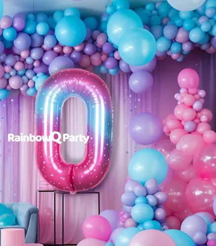 Miniatura 3 de Globo de número 0 de 40 pulgadas para niño o niña grande estrellado 0-9, globo de Mylar grande del número 0, globos de feliz cumpleaños 0