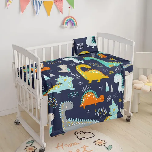 Miniatura 2 de Juego de ropa de cama para cuna de 3 piezas con edredón, sábana y falda, ropa de cama con estampado de mariposas en acuarela para bebés niños