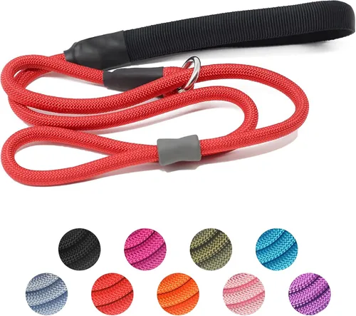 Miniatura 16 de Correa de Entrenamiento para Perros de Cuerda Deslizante Fuerte (4 pies) – Correa de Nylon Trenzado Resistente y Duradera con Tope de Goma y Mango