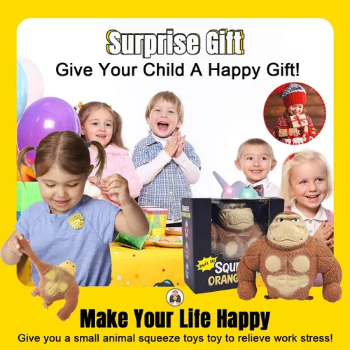 Miniatura 6 de YHan Juguete Fidget de Mono Elástico Suave para Alivio del Estrés para Niños y Adultos, Peluches de Animales, Juguetes Sensoriales Elásticos