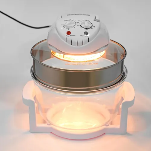 Miniatura 4 de Horno de convección halógeno con freidora de aire de 18 cuartos de galón con vidrio transparente, 1400 W, temperatura ajustable y perillas
