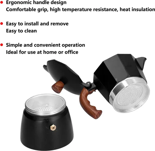 Miniatura 5 de TITA-DONG Cafetera espresso para estufa, olla moka de aleación de aluminio para gas, olla moka italiana clásica con mango para evitar quemaduras
