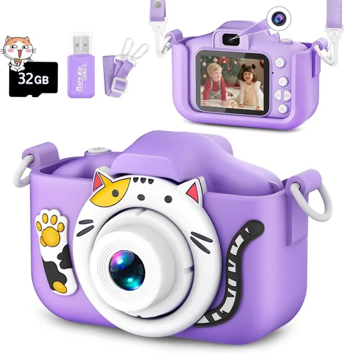 Cámara para niños DITUPAN para niñas y niños, cámara digital para niños pequeños, juguetes para niños de 3, 4, 5, 6, 7, 8, 9, 10, 11, 12 años,