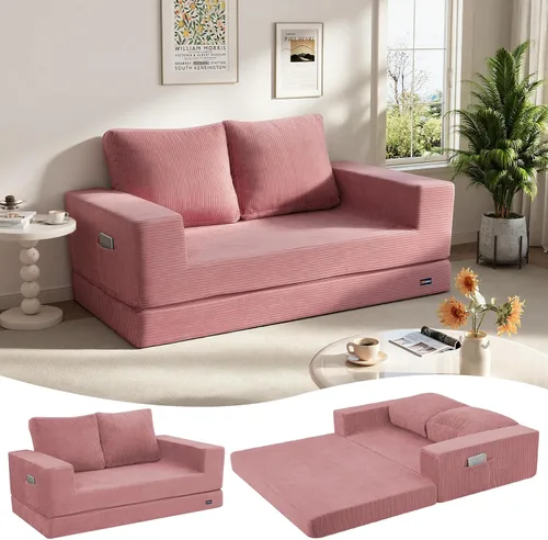 Miniatura 37 de COMAX Sofá cama futón, sofá cama convertible 4 en 1, sofás deshuesados para sala de estar, sofá biplaza plegable pequeño plegable que ahorra Gris