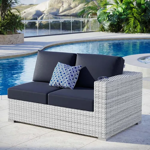 Miniatura 40 de Modway Convene - Otomana rectangular de mimbre para patio al aire libre, color gris claro