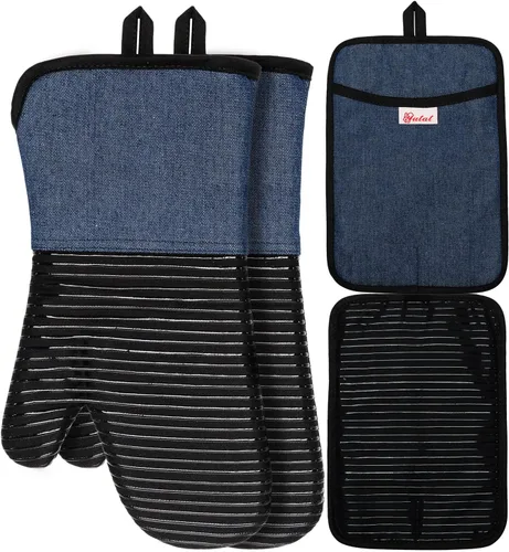 Miniatura 24 de YUTAT Silicone Oven Mitts,Heat Resistant 500F Kitchen Mitts 2PCS,Waterproof Cooking Gloves with Soft Polyester Filling for Kitchen Cooking Baking