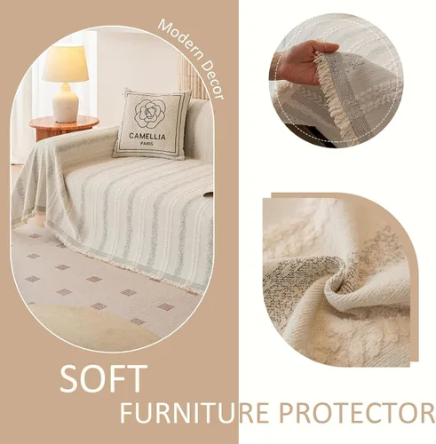 Miniatura 87 de VClife Fundas de sofá bohemio de felpilla para sofá seccional, fundas de sofá suaves y antideslizantes para sofá de 2 cojines, protector de muebles