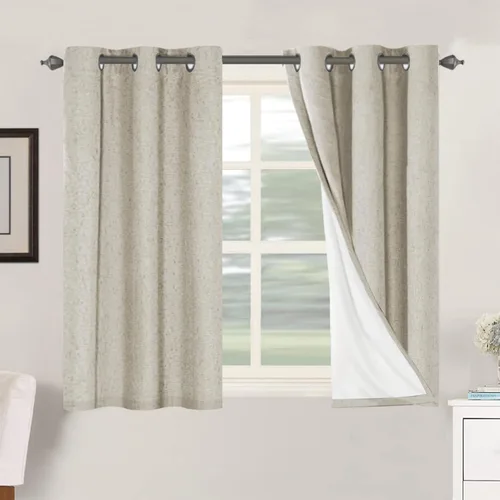 Miniatura 228 de H.VERSAILTEX Cortinas opacas de lino de 72 pulgadas de largo, 100% absolutamente opacas, con aislamiento térmico, con textura de lino, cortinas