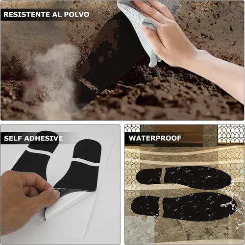 Miniatura 7 de 20 pares de calcomanías de huellas negras de 3 x 7 pulgadas, vinilo autoadhesivo para zapatos, decoración de pies a distancia, impermeable