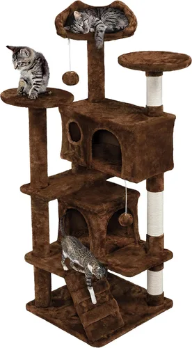 Miniatura 28 de Topeakmart Árbol para gatos de 54 pulgadas, torre para gatos con postes rascadores y percha para condominios grandes, muebles de casa con soporte