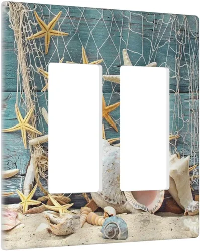Miniatura 69 de Placa decorativa para interruptor de luz, playa, rosa, escena nocturna, 2 bandas, 1 palanca, 1 placa de pared dúplex, decoración de placa