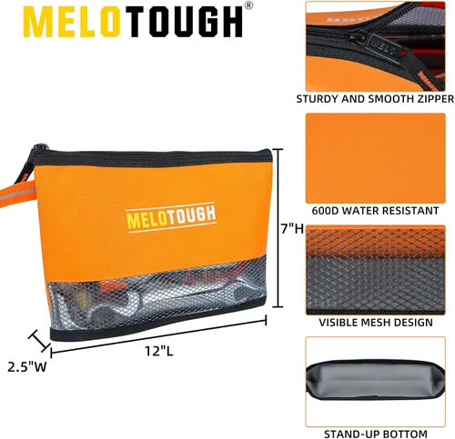 Miniatura 2 de MELOTOUGH Bolsas de herramientas con bolsa de herramientas pequeña con cremallera, bolsa de herramientas de 12 pulgadas, organizador multiusos