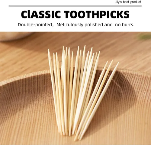 Miniatura 3 de HOPELF 2400 unidades de pinchos de bambú con palillos de dientes para aperitivo, aceitunas, barbacoa, frutas, cócteles, limpieza dental, palillos